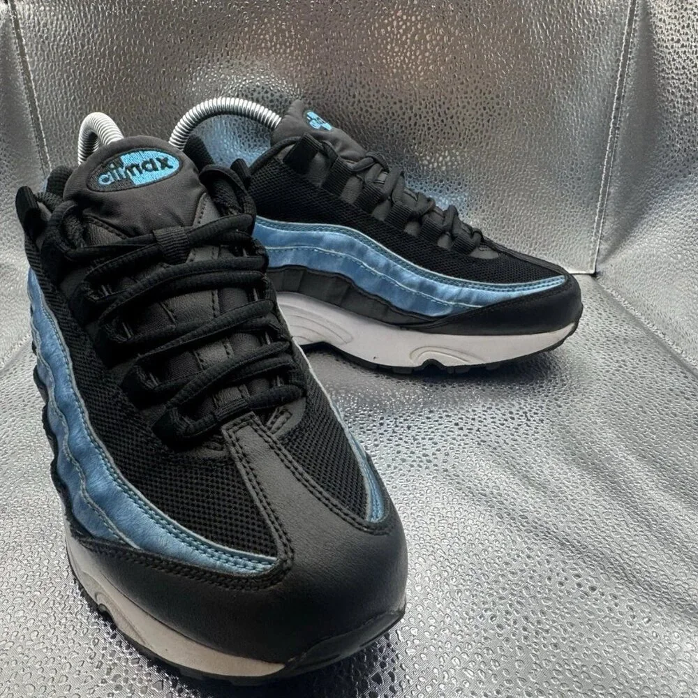 RARE 🚀 Size 6Y - Nike Air Max 95‎ GS Black Light Current Blue Women’s Sneakers